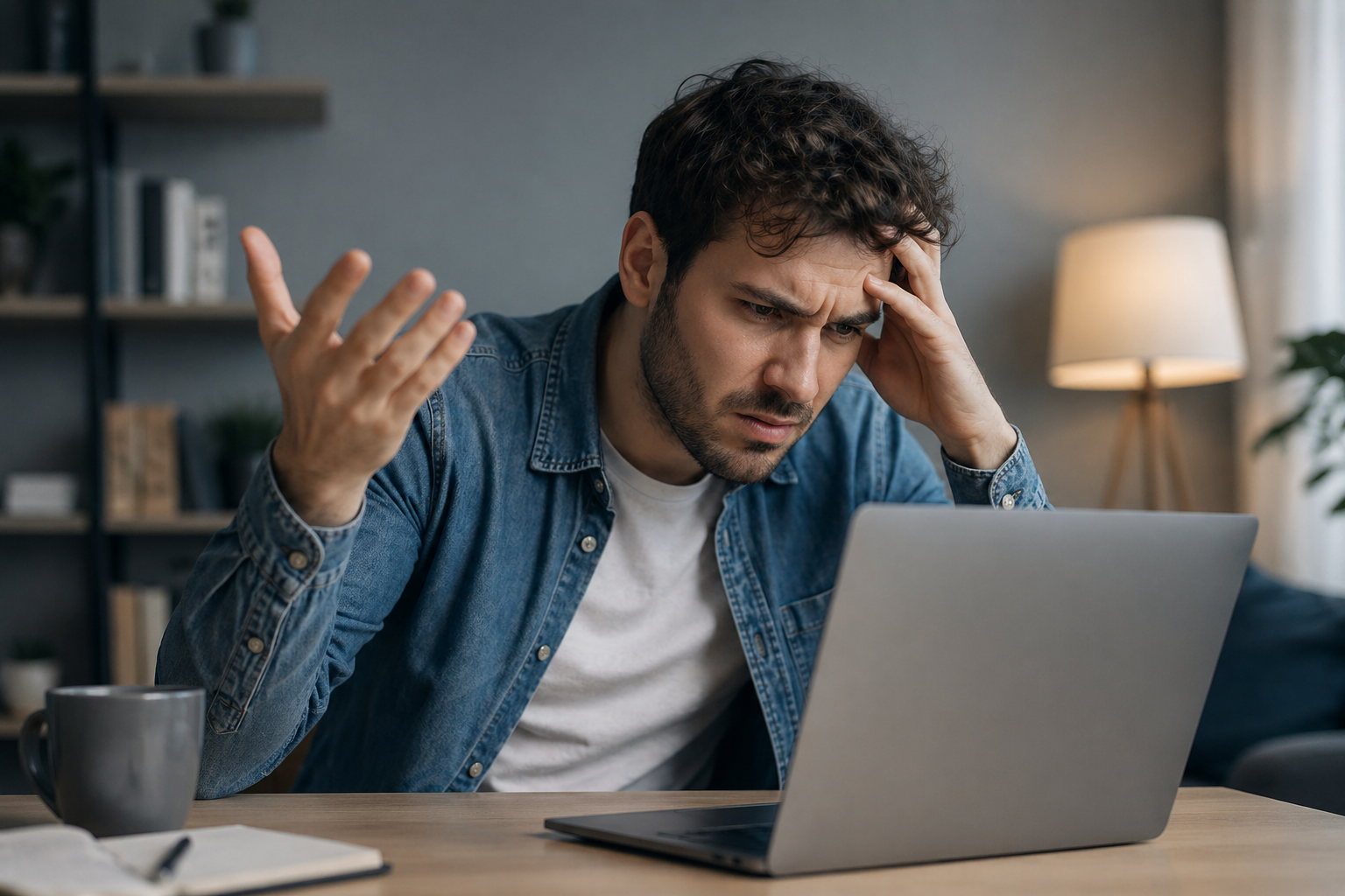 Frustrated user experiencing computer issues